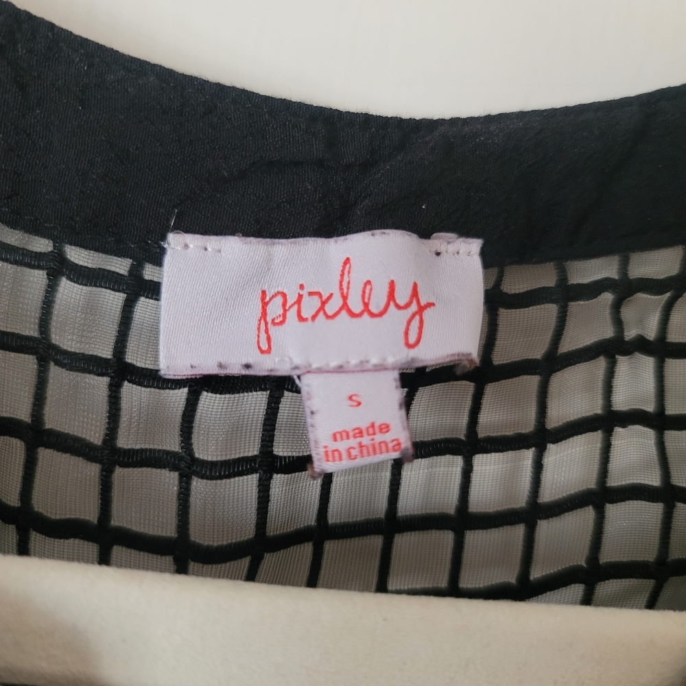 Pixley Top Womens S Small Black V-Neck Blouse - Picture 6 of 7